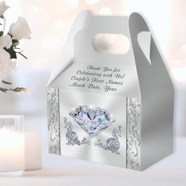 Wunderschöne personalisierte Diamant-Geschenkboxen Geschenkschachtel (Diamond Favor Boxes for your diamond themed wedding or 60th diamond wedding anniversary supplies.)