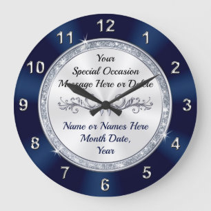 Wunderschöne Personalisierte, navy Blue Wall Uhr