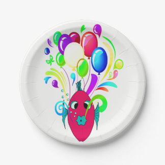 WUNDERSCHÖNE PINKFISCHE MIT BALLOONS PAPIERPLATTE PAPPTELLER