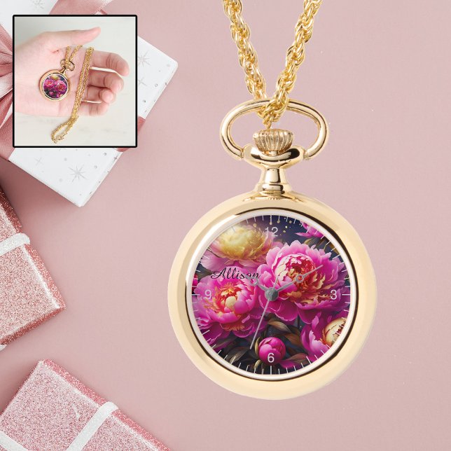 Wunderschöne rosa Pfennigfuchser mit goldenem Akze Armbanduhr (Von Creator hochgeladen)