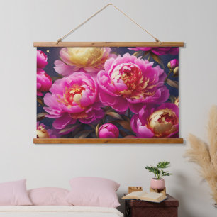 Wunderschöne rosa Pfennigfuchser mit goldenem Akze Wandteppich Mit Holzrahmen