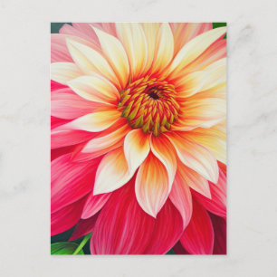 Wunderschöne Rose und rosa Dahlia Postkarte