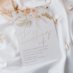 Wunderschöne Roségold- und Elfenbein-Hochzeit Folieneinladung