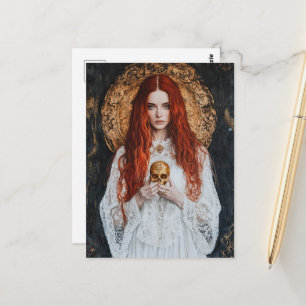 Wunderschöne Rothaarige Frau mit einem kleinen gol Postkarte
