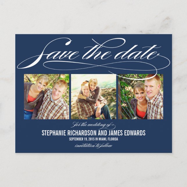 Wunderschöne Schrift Save The Date Karte (Vorderseite)