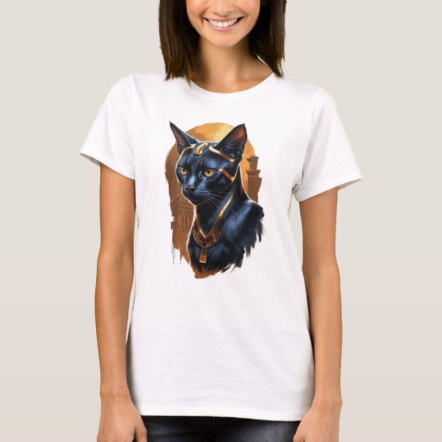 Wunderschöne schwarze ägyptische Katze T-Shirt (Vorderseite)