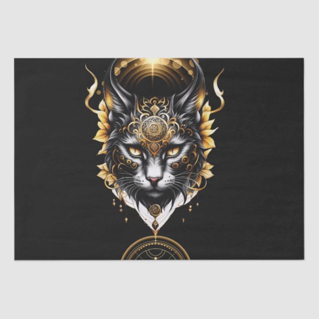 Wunderschöne schwarze Katze. Seidenpapier (Vorderseite)