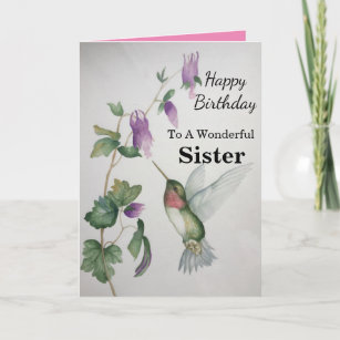 Wunderschöne Schwester Birthday Hummingbird Garden Karte