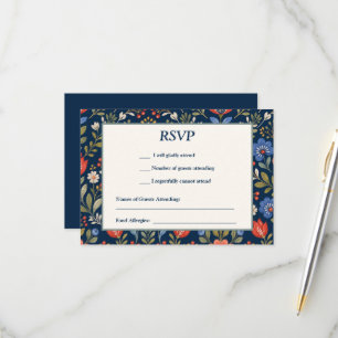 Wunderschöne skandinavische Wildblumen auf Marineb RSVP Karte