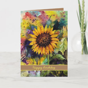 Wunderschöne Sonnenblumen in Aquarell Karte