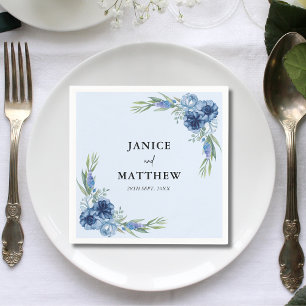 Wunderschöne Staubblaue Florale Hochzeit Serviette