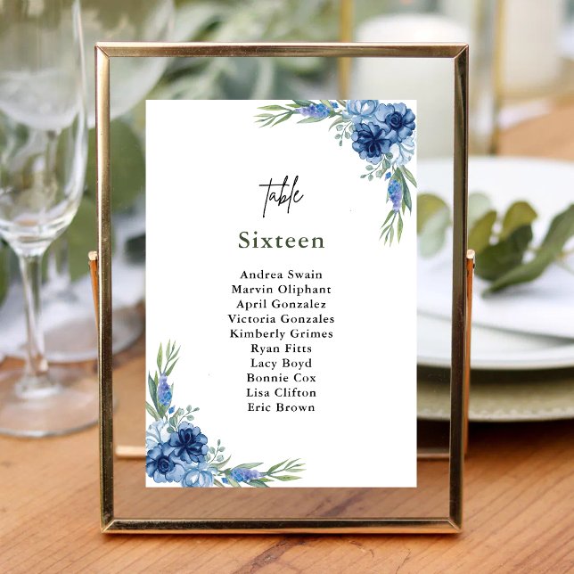 Wunderschöne Staubblaue Florale Hochzeit Tischnummer (Dusty blue floral table number adds romantic charm while guiding guests with ease.)