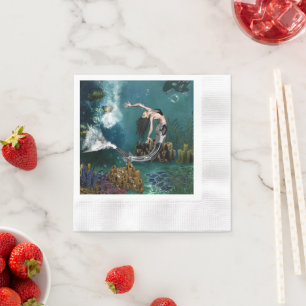 Wunderschöne SteampunkenMeerjungfrau Serviette