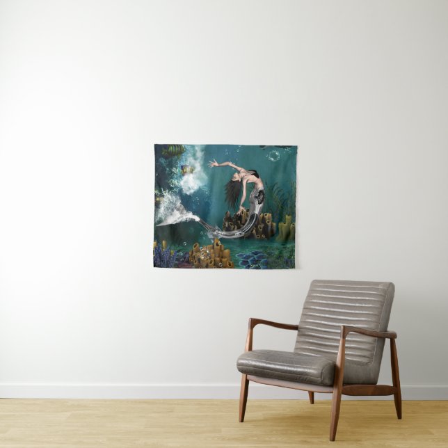 Wunderschöne SteampunkenMeerjungfrau Wandteppich (Beispiel (Horizontal))
