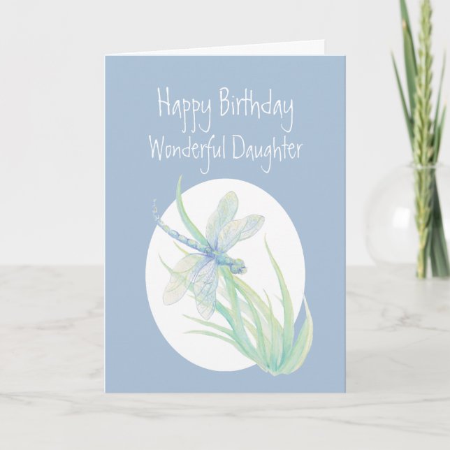 Wunderschöne Tochter Birthday Watercolor Dragonfly Karte (Vorderseite)