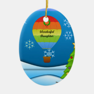 Wunderschöne Tochter, farbenfroher Heißluftballon Keramik Ornament