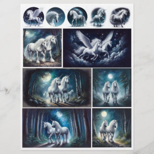 Wunderschöne Unicorns und Pegasus auf blau