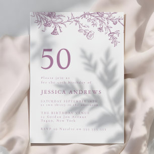 Wunderschöne Vintage Dusty Rose 50. Geburtstag Einladung