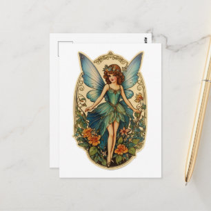Wunderschöne Vintage Fee Postkarte