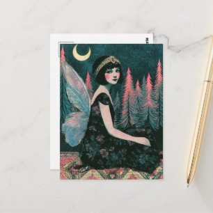 Wunderschöne Vintage-Fee Postkarte