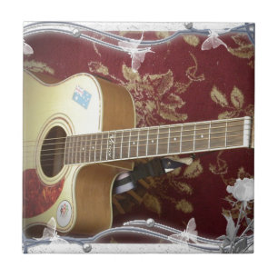 Wunderschöne Vintage Gitarre auf dem afrikanischen Fliese