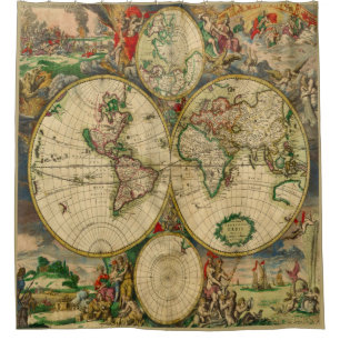 Wunderschöne Vintage Landkarte der alten Welt Duschvorhang