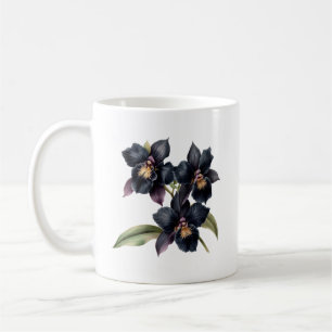 Wunderschöne vintage-lila und schwarze Orchidee Kaffeetasse