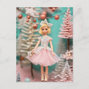 Wunderschöne Vintage-Puppen-Weihnachten Postkarte
