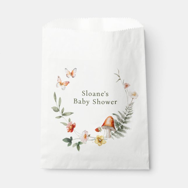 Wunderschöne Waldpuschroom-Babydusche Geschenktütchen (Vorderseite)