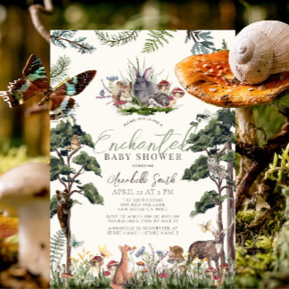 Wunderschöne Waldtierdusche Einladung