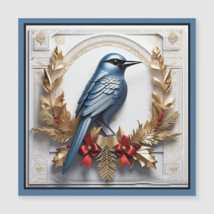 Wunderschöne Weihnachts Blue Bird Magnetkarte