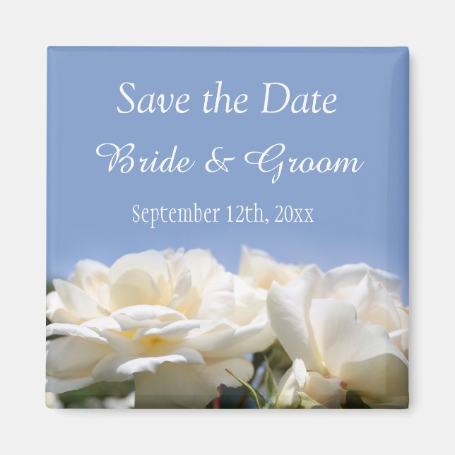 wunderschöne weiße Blume Save the Date Hochzeit Magnet (Vorne)