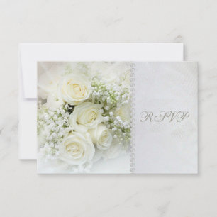 Wunderschöne weiße Rosen Hochzeits-RSVP-Einladung RSVP Karte