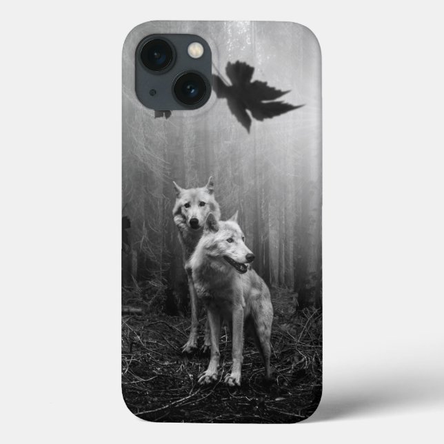 Wunderschöne Wölfe Schwarz und Weiß Leaf uns allei Case-Mate iPhone Hülle (Rückseite)