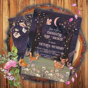 Wunderschöne Woodland Moonlight Babydusche Einladung