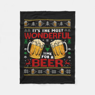 Wunderschöne Zeit für ein Bier hässlich Weihnachts Fleecedecke