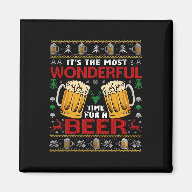 Wunderschöne Zeit für ein Bier hässlich Weihnachts Magnet (Vorne)