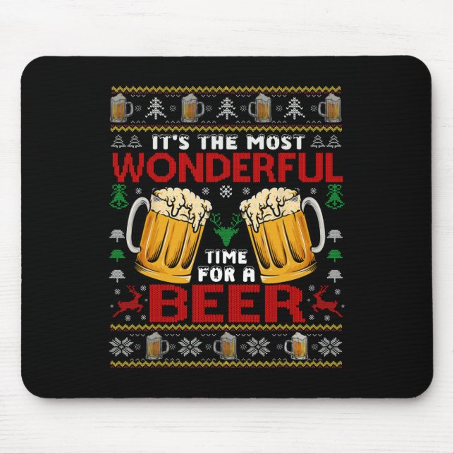 Wunderschöne Zeit für ein Bier hässlich Weihnachts Mousepad (Vorne)