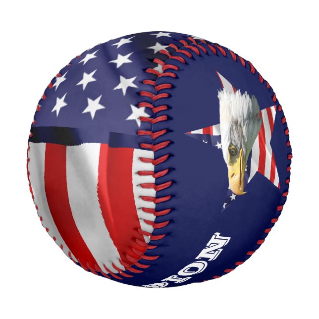 Wunderschöner Adler, die amerikanische Flagge, Sta Baseball (Schrägansicht)