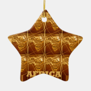Wunderschöner afrikanischer Kartendruck in goldene Keramikornament