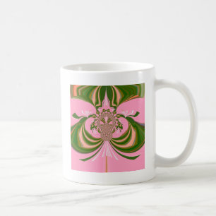 Wunderschöner Baby-Rosa Grün und Weiß Kaleidoskop Kaffeetasse