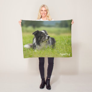 Wunderschöner benutzerdefinierter Name Border Coll Fleecedecke