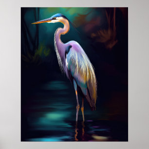 Wunderschöner Blue Heron in der Abendkasse Poster