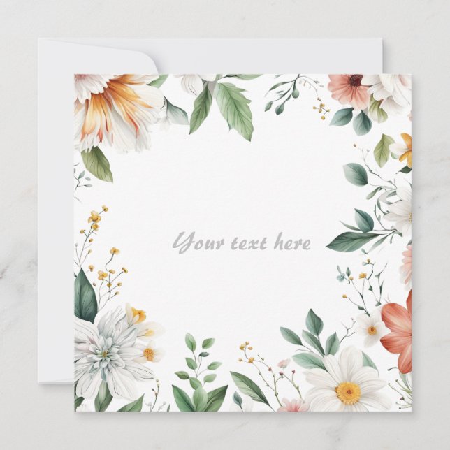 Wunderschöner Blumenrahmen Einladung (Vorderseite)