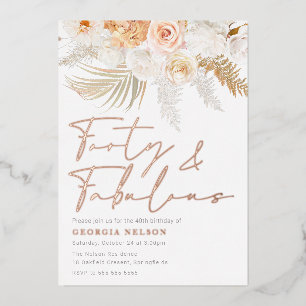 Wunderschöner Blush Vierzig & Fabulous 40. Geburts Folieneinladung