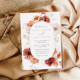 Wunderschöner Boho-Floral-Rahmen Hochzeit Roségold Folieneinladung