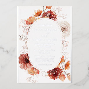 Wunderschöner Boho-Floralrahmen Hochzeit echtes Si Folieneinladung