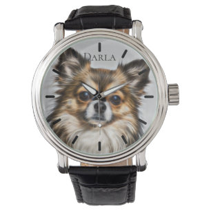 Wunderschöner Dreifarben-Chihuahua, individuell an Armbanduhr