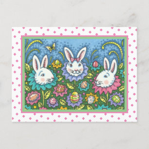 WUNDERSCHÖNER EGG GARTEN, BUNNIE RABBIT-BLUME FEIERTAGSPOSTKARTE