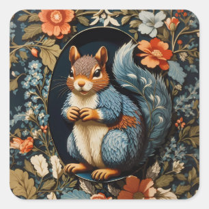Wunderschöner Eichhörnchen-Sticker im Stil von Wil Quadratischer Aufkleber